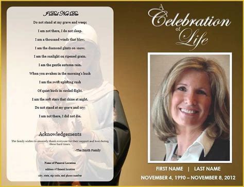 Free Printable Memorial Card Template Of 25 Funeral Program Templates Pdf Psd ...