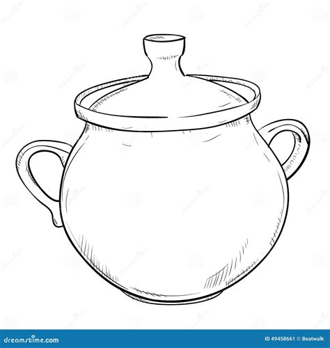 Vector Sketch of Doodle Pot Stock Vector - Illustration of crockery, drawing: 49458661