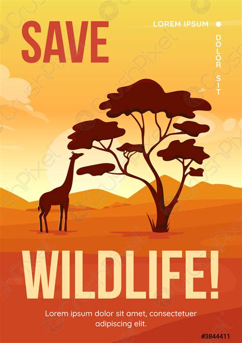 Save wildlife poster flat vector template - stock vector 3844411 | Crushpixel