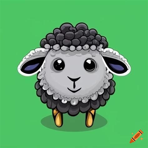 Cute black sheep cartoon on green background on Craiyon