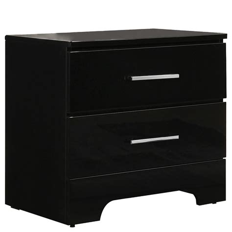 Lacquer Nightstand with 2 Drawers, High Gloss Black - Walmart.com ...