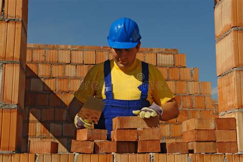 Mason at work stock image. Image of unfinished, brick - 7321507