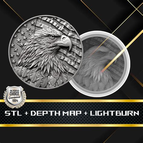 Coin Depth Map Heigh Map 3D Laser Engrave Xtool Glowforge Stl File PNG File Lightburn BMP CNC ...