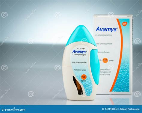 Avamys Nasal Spray Suspension. Fluticasone Nasal Spray Bottle. Steroid Nasal Spray Isolated on ...