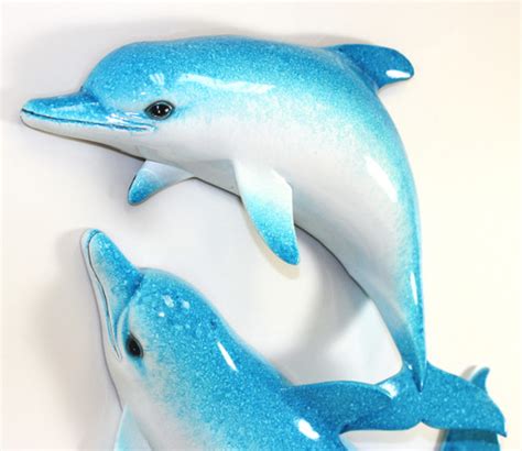 Swimming Blue Double Dolphins Wall Decor 18 Inch Plaque - Mary B ...