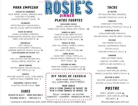 Online Menu of Rosies Restaurant, New York, New York, 10003 - Zmenu