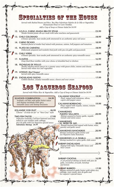 Menu | Los Vaqueros