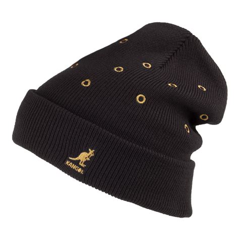 Kangol Hats Color Eyelet Beanie Hat - Black | Kangol hats, Kangol ...