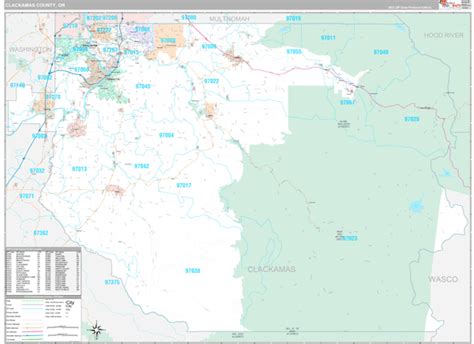 Clackamas County, OR Wall Map Premium Style by MarketMAPS - MapSales