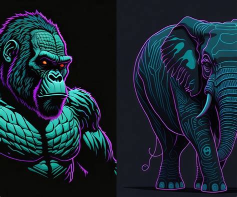 ArtStation - 100 Neon Animal Illustration Collection - Vol 2 | Artworks