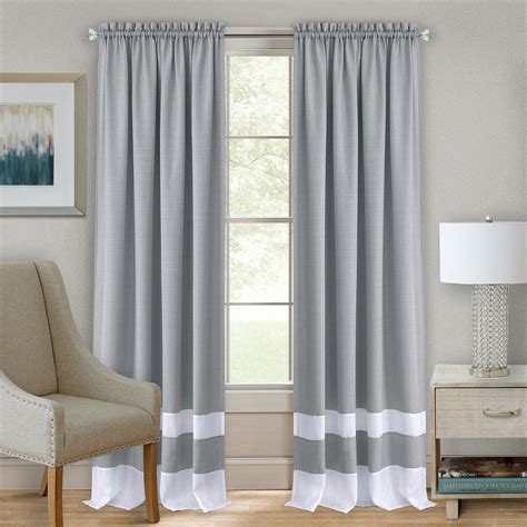 Achim Darcy Grey/White Polyester Rod Pocket Curtain 52 in. W x 84 in. L-DRPN84GW06 - The Home Depot