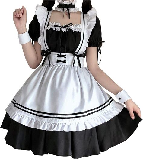 Womens French Maid Costume Cosplay Japanese Anime Lolita Dress Sissy ...