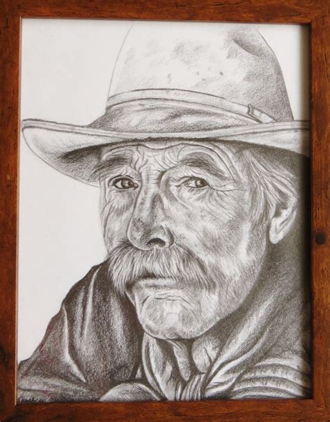 Old Cowboy Original Pencil Drawing. Western Art, Wild West, Country ...