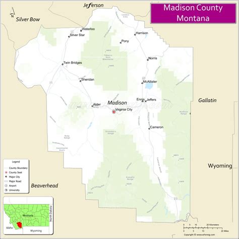 Map of Madison County, Montana - Where is Located, Cities, Population ...