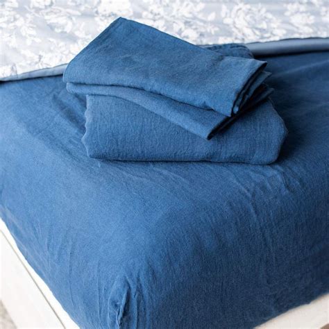 Navy Blue Bed Sheet Set Blue Bed Sheets, Linen Sheets, Sheet Sets Queen, Bed Sheet Sets, New ...