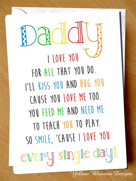 Daddy I We Love You For All That You Do Father's Day Card Dad Birthday ...