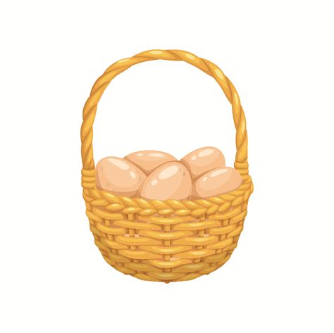 Cartoon chicken eggs in basket, farm production, 16148288 Vector Art at ...