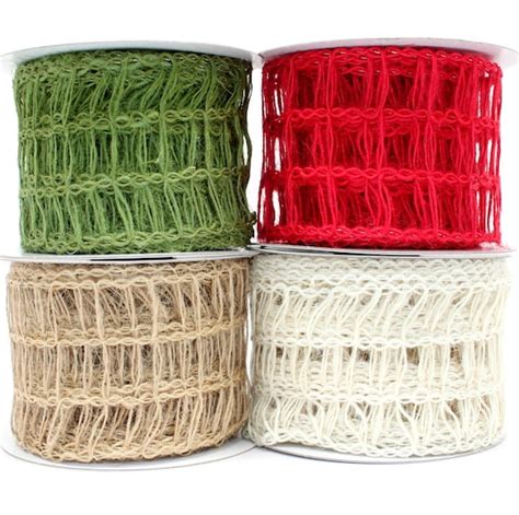 10 yards Natural Open Weave Jute Wired Edge Ribbon - Spring Ribbon, Craft Ribbon, Wreath Ribbon ...