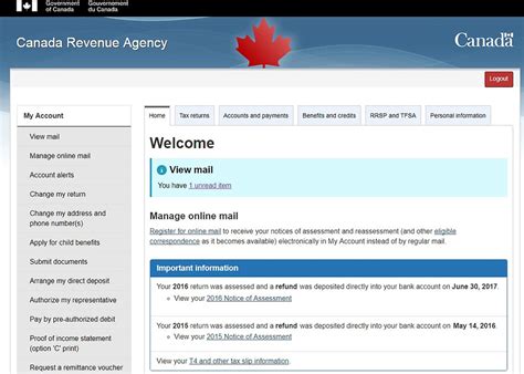 "My Account": Online Access to your CRA Account