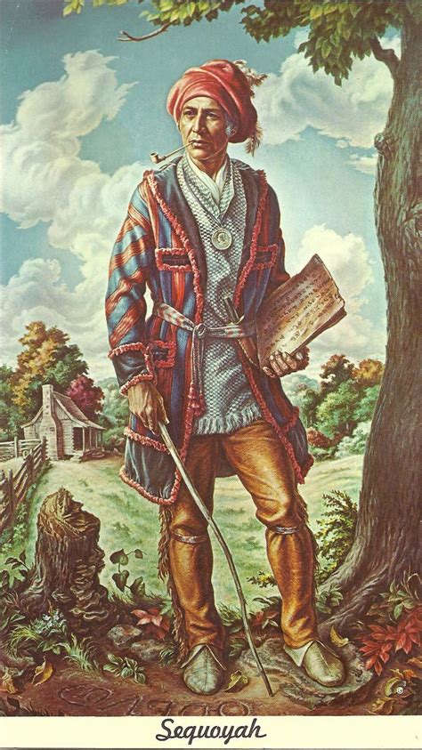 SEQUOYAH 1800's Portrait of Sequoyah Cherokee man. The only man in history to invent a al ...