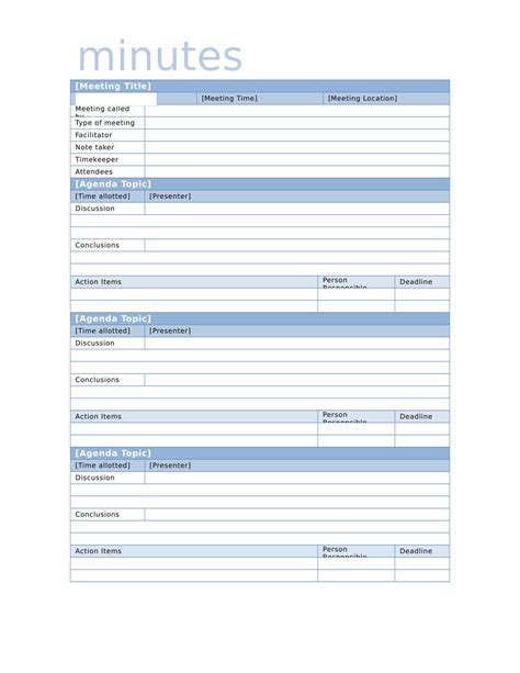 Download a Meeting Minutes Template - FormFactory