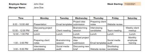 Free downloadable weekly schedule templates (Excel, PDF, Word)