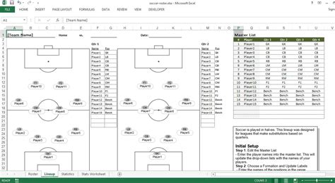 Soccer Roster Free Excel Template