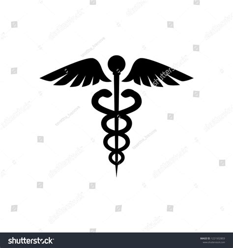 Caduceus Black Isolated Vector Icon Symbol Stock Vector (Royalty Free ...