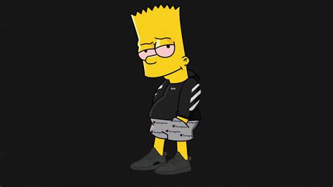 Yellow Face Bart Simpson In Black Wall Background HD Bart Simpson ...