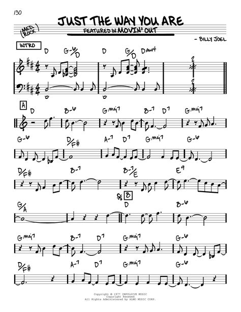 Just The Way You Are by Billy Joel Sheet Music for Real Book – Melody & Chords at Sheet Music Direct