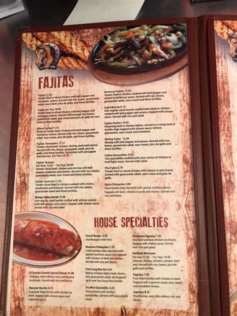 Menu of El Rancho Grande Mexican in Travelers Rest, SC 29690