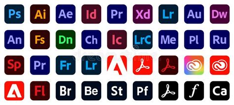 Adobe Products Icons editorial photo. Illustration of interface - 227787121