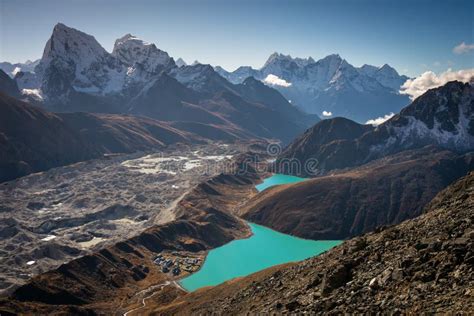 Gokyo Lake in a Morning Sunrise View from Gokyo Ri View Point, Everest Region, Nepal Stock Photo ...