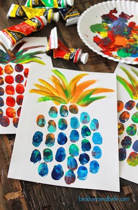 Pineapple thumbprint art in Ideas for kids' crafts | Kids art projects ...