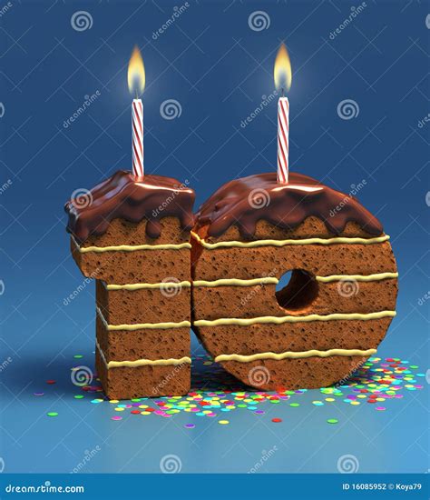 Birthday Cake for a Tenth Birthday or Anniversary Stock Illustration - Illustration of greeting ...