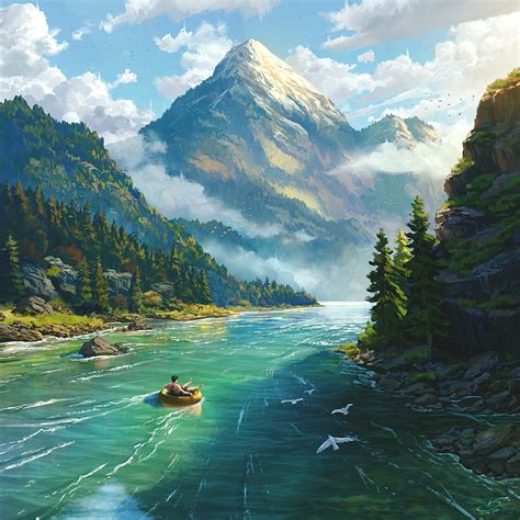 Digital art, landscape, river, mountains, HD phone wallpaper | Peakpx