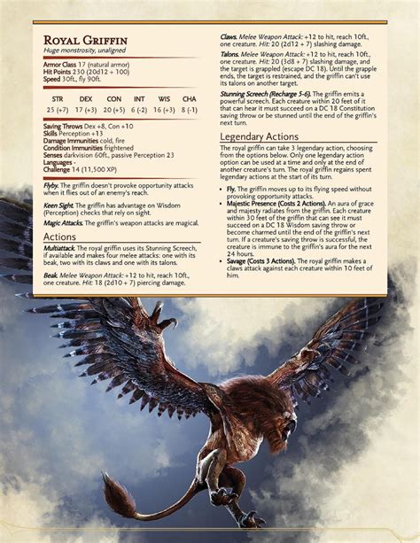 griffon dnd royal - Google Search in 2020 | Dnd dragons, D&d dungeons and dragons, Dnd monsters