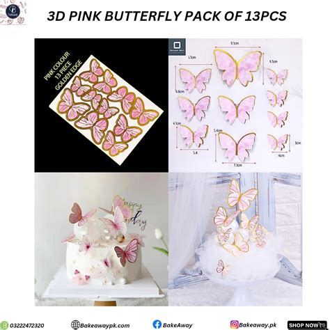 3D Pink Butterfly Pack Of 13pcs – Bake Away