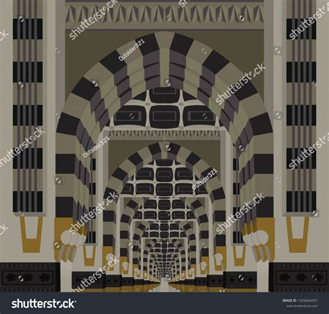 Illustration Interior Nabawi Mosque Stock Vector (Royalty Free ...