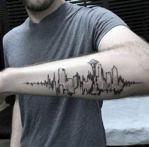 70 City Skyline Tattoo Designs For Men - Downtown Ink Ideas