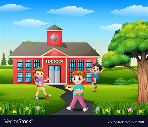 Cartoon student going home from school Royalty Free Vector