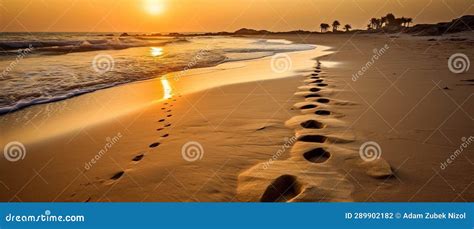 Footprints in the Sand on a Beach Stock Illustration - Illustration of ...