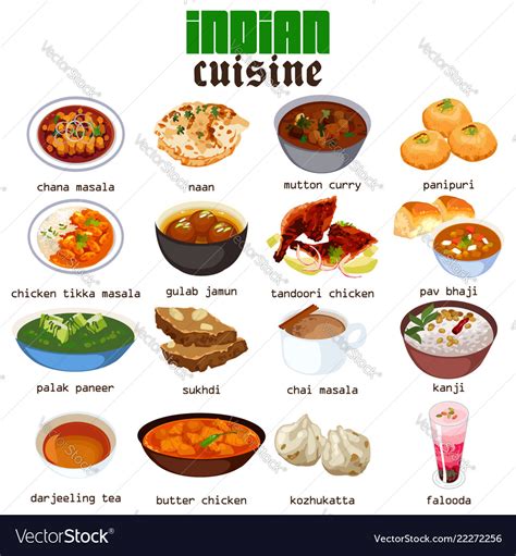 Indian food cuisine Royalty Free Vector Image - VectorStock