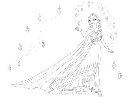 Coloring pages with Elsa in White dress - Frozen 2 – Cristina is Painting | Elsa coloring pages ...