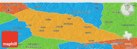 Political Panoramic Map of Angelina County