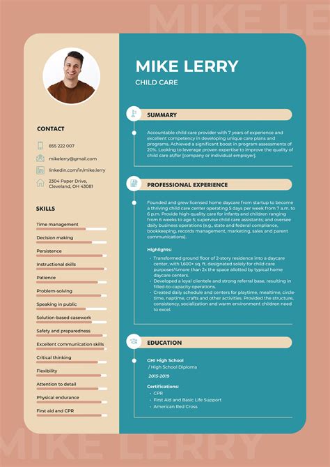 Child Care Resume Example Great Resumes, Resume Examples, Most ...