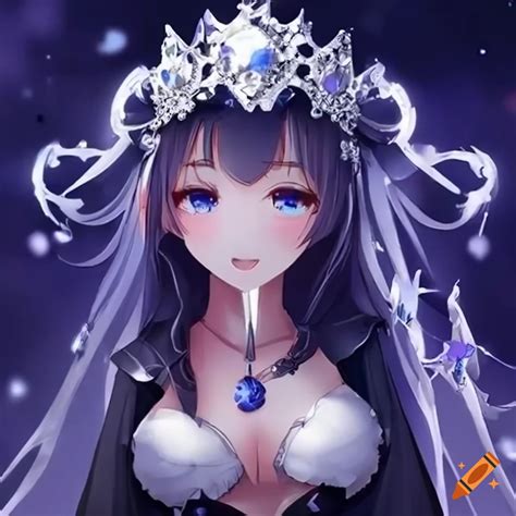 Anime queen girl with silver diamond crown