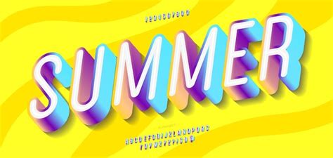 Premium Vector | Vector summer font 3d bold colorful style