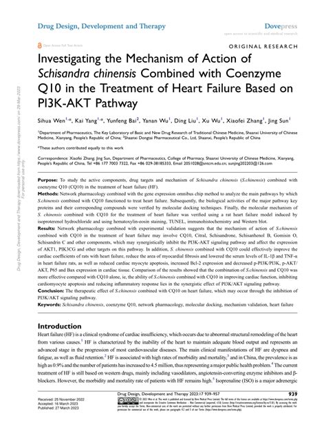 (PDF) Investigating the Mechanism of Action of Schisandra chinensis Combined with Coenzyme Q10 ...