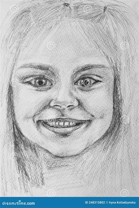 Beautiful Little Girl`s Face Drawn in Pencil Stock Illustration - Illustration of baby, pencils ...